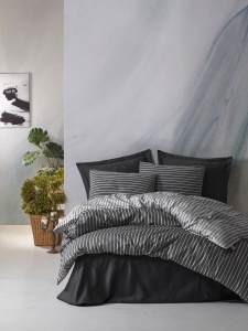 Lenjerie de pat dublu, Bambus Model Bamboo Anthracite