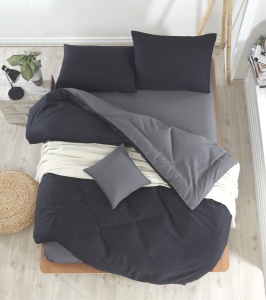 Lenjerie de pat dublu Model Mix Black, Fume