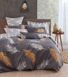 Lenjerie de pat dublu Model Olivia Gold, Grey vPoly
