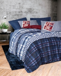 Lenjerie de pat dublu Model Roger Dark Blue