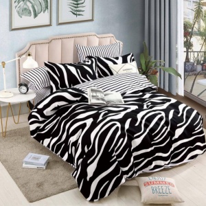 Lenjerie Finet 6 Piese cu Elastic 180x200, Zebra Storm