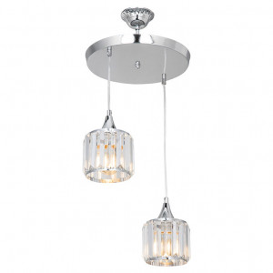 Lustra cu doua lumini PWL-1025, E27 crom-sticla, 30x70 cm - Img 1