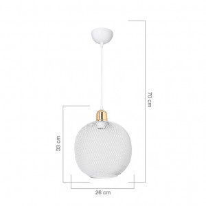 Lustra cu o singura lumina PWL-0977, E27 alb-auriu, 26x70 cm - Img 3