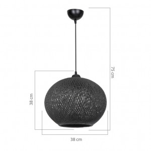 Lustra cu o singura lumina PWL-1112, E27, negru, 38x75 cm - Img 3