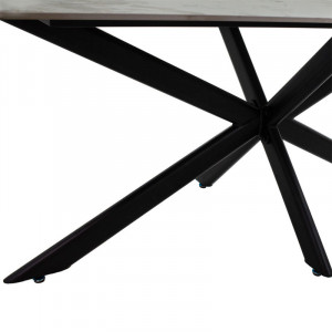 Masa Bethan imitatie de piatra aspect marmura alba - picior metal negru 180x90x75cm - Img 5