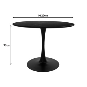 Masă dining Balou, Negru cu aspect de marmură, D120 x 73 cm - Img 6