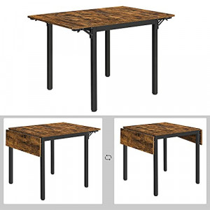 Masa Extensibila Model Terrance, 78-120x84.5x75 cm, Maro rustic/Negru - Img 7