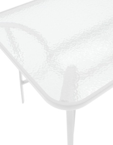Masă grădină, Pako World, model Ensure, Metal si Sticla Securizata, Alb, 120 x 70 x 70 cm - Img 5