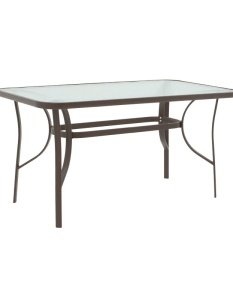 Masă grădină, Pako World, model Ensure, Metal si Sticla Securizata, Maro, 140 x 80 x 70 cm - Img 8