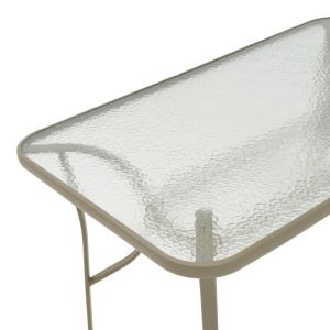 Masă grădină, Pako World, model Ensure, Metal si Sticla Securizata, Champagne, 140 x 80 x 70 cm - Img 5