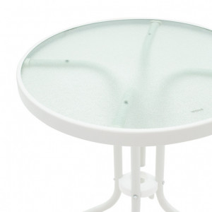 Masa gradina, Pako World, model Watson, structura metal, blat sticla securizata, Alb, Φ60x70cm - Img 4