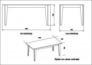 Masa Model Robin, 180x90x76.8 cm, Negru marmorat/Maro - Img 4