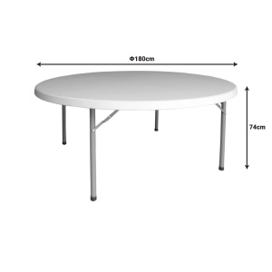 Masă pliabilă Model Comfort, Alb, D180x74 cm - Img 3
