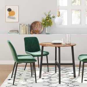Masă rotundă de dining pentru 4 persoane, stil industrial, Maro Rustic/Negru, Ø80 × 75 cm - Img 2