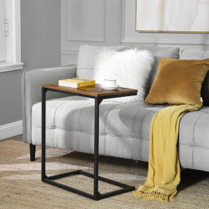 Masuta Auxiliara Model Camilo, 55x35x66 cm, Maro Rustic / Negru - Img 3