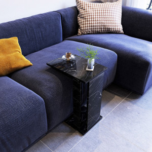 Masuta Auxiliara Model Thatcher, 30x43x61 cm, Negru marmorat - Img 1
