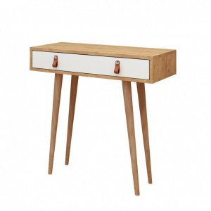 Masuta Auxiliara tip Consola Model Hall, 80x30x87.6 cm, Stejar/Alb, Lemn - Img 3