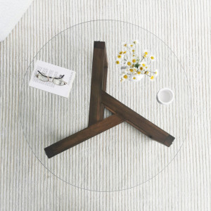 Masuta de Cafea Model Alaia, 75x75x40 cm, Nuc, Lemn masiv, Blat Sticla securizata - Img 6