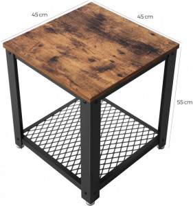 Masuta de Cafea Model Andre, 45x45x55 cm, Maro Rustic/Negru - Img 5