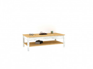 Masuta de Cafea Model Brett, 100x60x35 cm, Alb/Stejar - Img 3