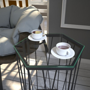 Masuta de Cafea Model Clarissa, 40x35x62 cm, Transparent, Blat Sticla securizata - Img 3