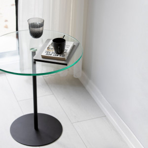 Masuta de Cafea Model Cleo, 50X50X50 cm, Negru, Blat Sticla securizata - Img 3