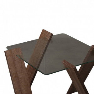 Masuta de Cafea Model Humphrey, 57x57x41 cm, Stejar inchis , Blat Sticla securizata - Img 4
