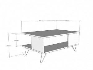 Masuta de Cafea Model Imani, 90x60x39.5 cm, Stejar/Negru marmorat - Img 5
