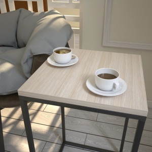 Masuta de Cafea Model Mekhi, 35x35x62 cm, Stejar/Negru - Img 3