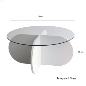 Masuta de Cafea Model Monroe, 75x75x35 cm, Alb, Blat Sticla securizata - Img 9