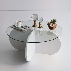 Masuta de Cafea Model Monroe, 75x75x35 cm, Alb, Blat Sticla securizata - Img 6