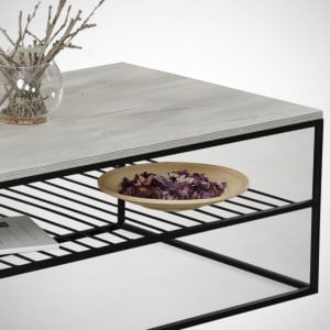 Masuta de Cafea Model Ray, 95x55x43 cm, Stejar/Negru - Img 3
