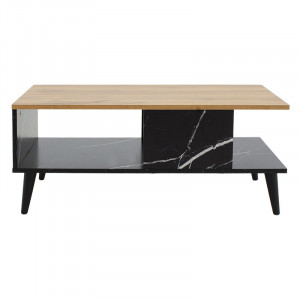 Masuta de Cafea Model Sam, 90x54x37.5 cm, Marmura neagra/Stejar sonoma - Img 2