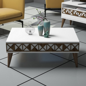 Masuta de Cafea Model Trevino, 90x60x34.6 cm, Alb - Img 2