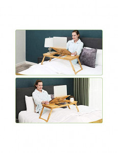 Masuta pentru Laptop Songmics, model Tessa, 72x35x29 cm, Bambus - Img 3