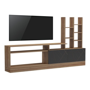 Mobilă TV Seruno, stejar/negru, 170x25x100 cm