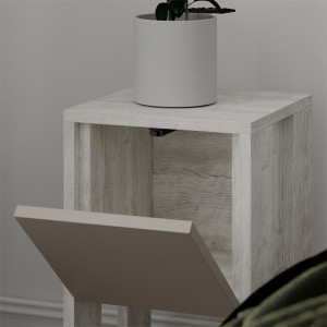 Noptiera Model Wagner, Alb/Bej, 30x30x55cm - Img 3