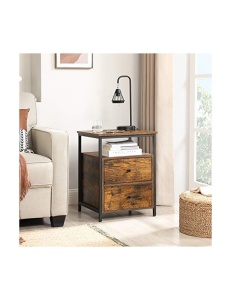 Noptiera, Vasagle, 2 sertare, Maro Rustic, LET067B01, 45 x 45 x 60 cm - Img 6
