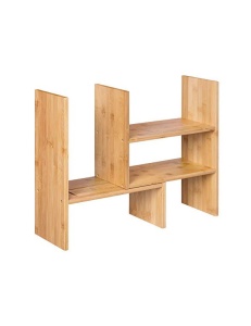 Organizator extensibil pentru birou din bambus, cu 3 module reglabile, Natur, 64,7 × 15 × 40 cm - Img 1