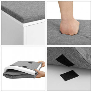 Pantofar bancuta hol cufar cu depozitare, Vasagle, Alb-Gri, 100x30x48 cm - Img 7