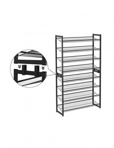 Pantofar din metal, Songmics, 8 rafturi, 32 perechi, LMR08B Negru - Img 6