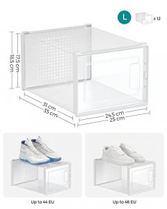 Pantofar din plastic, Songmics, Alb, 35x25x18.5 cm - Img 6