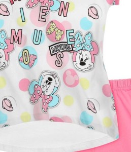 Pijama alba cu maneca scurta Minnie Mouse - Img 2