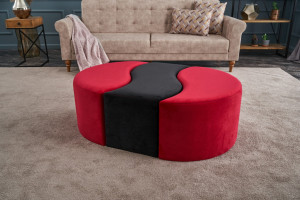 Pouf Alya, Negru Roșu - Img 2