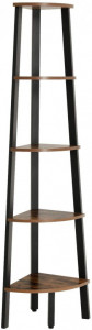 Raft de Colț Model Nova, Maro rustic/Negru, 34.2x34.2x158.8 cm