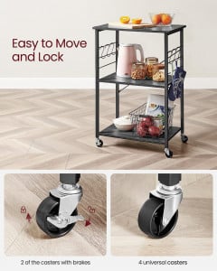 Raft pentru bucatarie Model Edison, Negru, 60x40x84 cm - Img 5