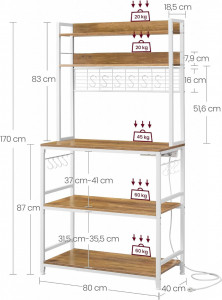 Raft pentru bucatarie Model Ishaan, Maro/Alb, 80x40x170 cm - Img 3