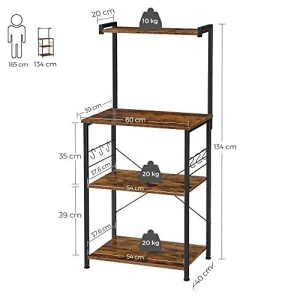 Raft pentru bucatarie Model Watson, Maro vintage/Negru, 60x40x127 cm - Img 4