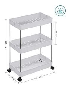 Raft pentru bucatarie, Songmics, Alb, 40x22x60 cm - Img 5