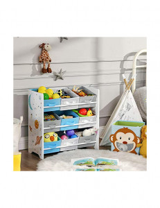 Raft pentru jucarii si carti, 9 cutii detasabile, Model Phoenix, Multicolor, 62x29x60 cm - Img 2